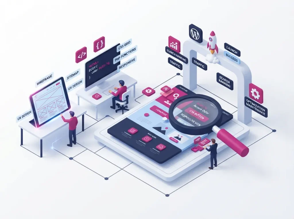 Illustration of the website building process